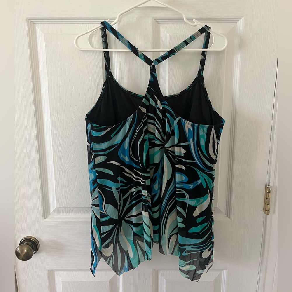 COCOREEF Black and Blue Floral Swim Top - Picture 2 of 5